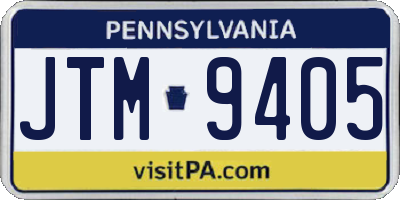 PA license plate JTM9405