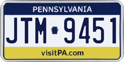 PA license plate JTM9451