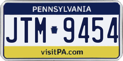 PA license plate JTM9454