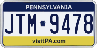 PA license plate JTM9478