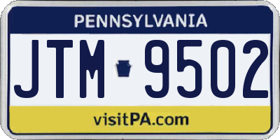 PA license plate JTM9502