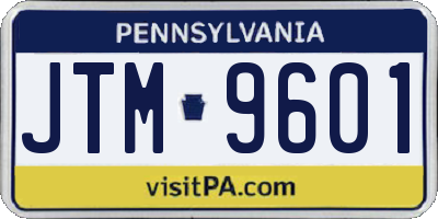 PA license plate JTM9601