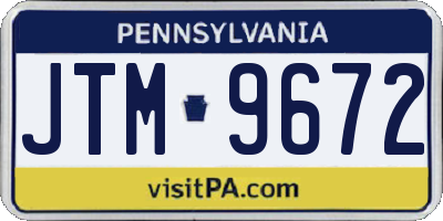 PA license plate JTM9672
