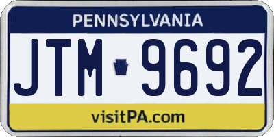 PA license plate JTM9692