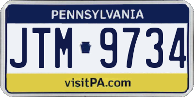 PA license plate JTM9734