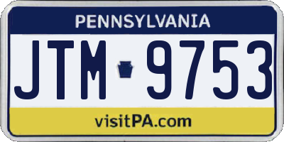 PA license plate JTM9753