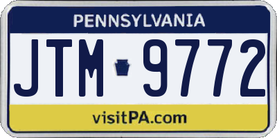 PA license plate JTM9772