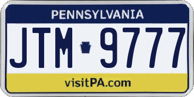 PA license plate JTM9777