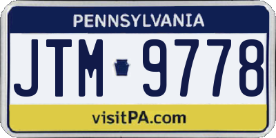 PA license plate JTM9778