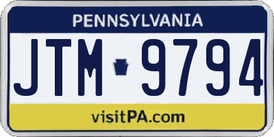 PA license plate JTM9794
