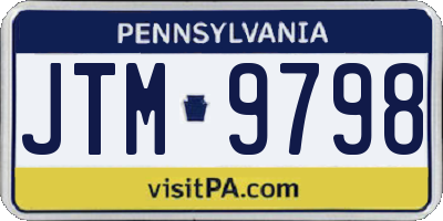 PA license plate JTM9798