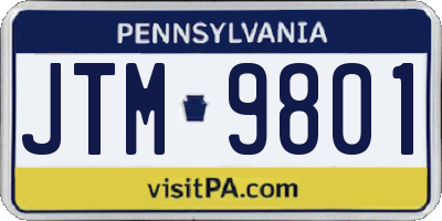 PA license plate JTM9801