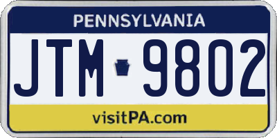 PA license plate JTM9802