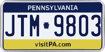 PA license plate JTM9803