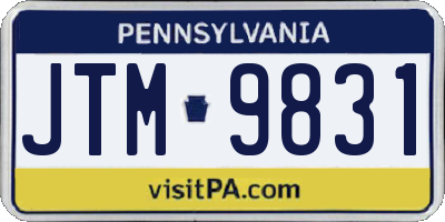 PA license plate JTM9831