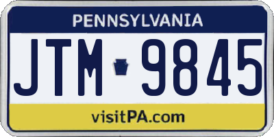 PA license plate JTM9845