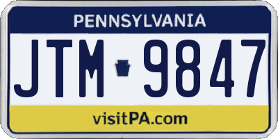 PA license plate JTM9847