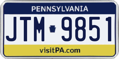 PA license plate JTM9851