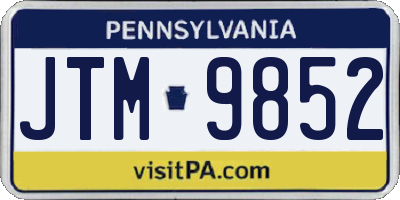 PA license plate JTM9852