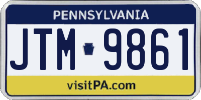 PA license plate JTM9861