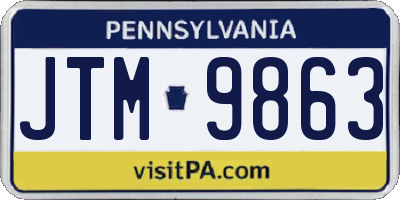 PA license plate JTM9863