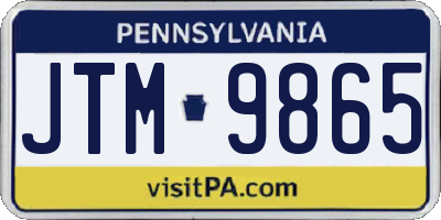 PA license plate JTM9865