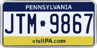 PA license plate JTM9867