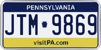 PA license plate JTM9869
