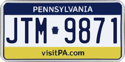 PA license plate JTM9871