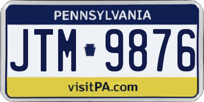 PA license plate JTM9876