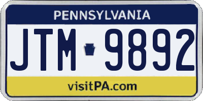 PA license plate JTM9892