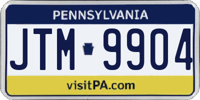 PA license plate JTM9904