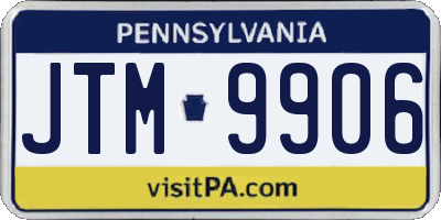 PA license plate JTM9906