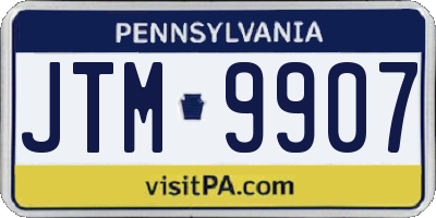PA license plate JTM9907