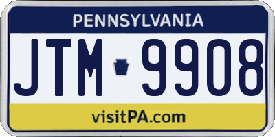 PA license plate JTM9908