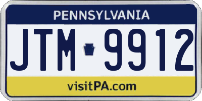 PA license plate JTM9912
