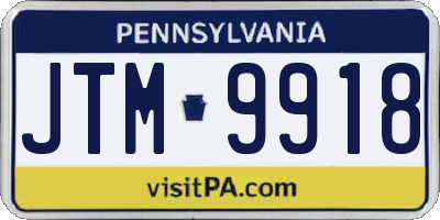 PA license plate JTM9918