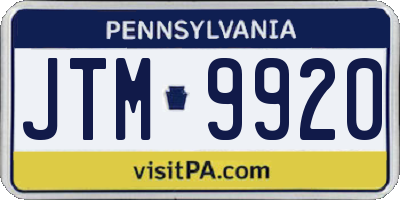 PA license plate JTM9920