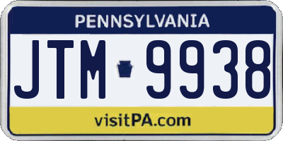 PA license plate JTM9938