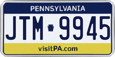 PA license plate JTM9945