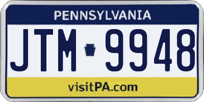 PA license plate JTM9948