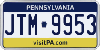 PA license plate JTM9953