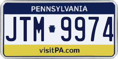 PA license plate JTM9974
