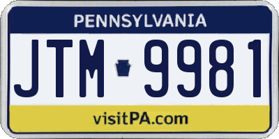 PA license plate JTM9981