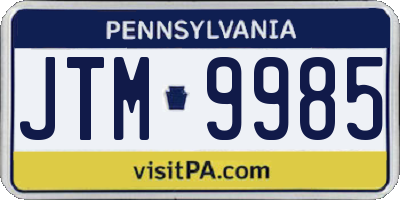PA license plate JTM9985