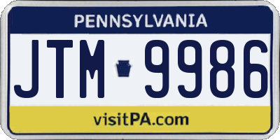 PA license plate JTM9986