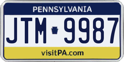 PA license plate JTM9987