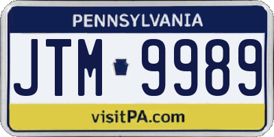 PA license plate JTM9989