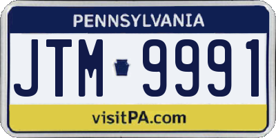 PA license plate JTM9991