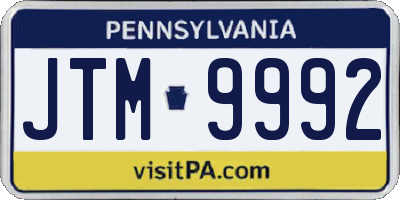PA license plate JTM9992